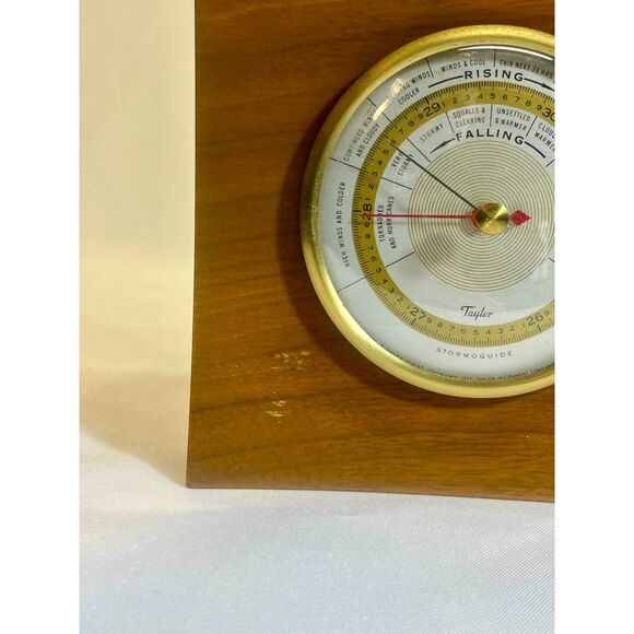 Vintage MCM Taylor Barometer Thermometer Art Deco WORKS - Picture 5 of 11